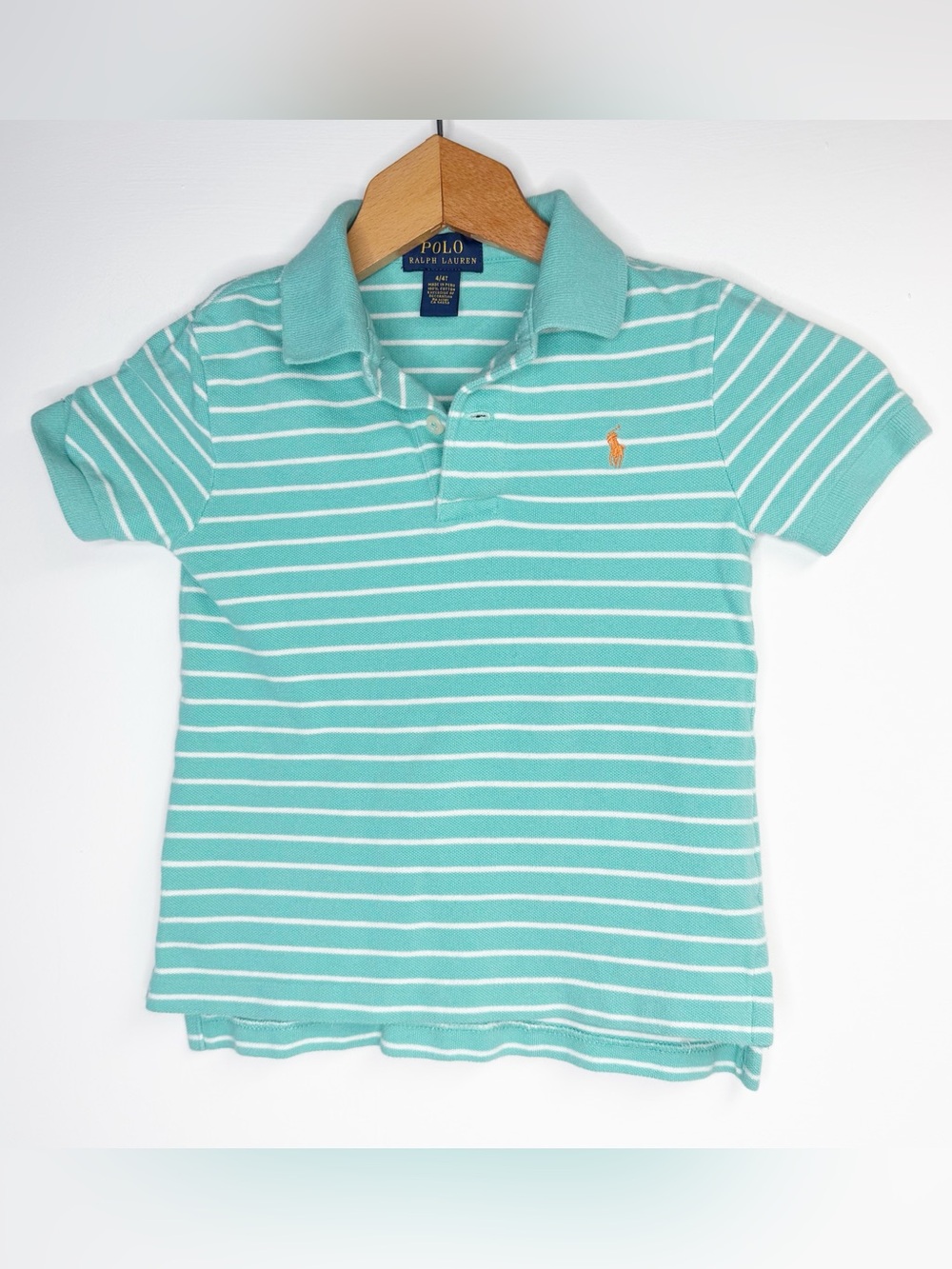 Polo Ralph Lauren Aqua White Striped Polo Size 4 4T